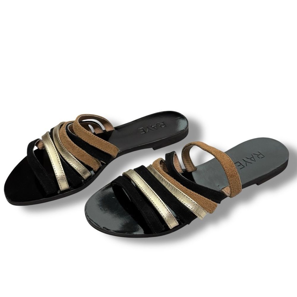 Raye Multi Strap Flat Slide Sandals Multicolor Le… - image 3